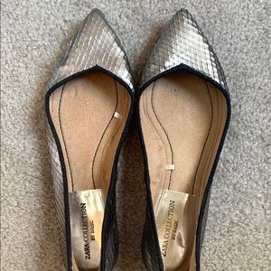 Zara Silver Scale Flats